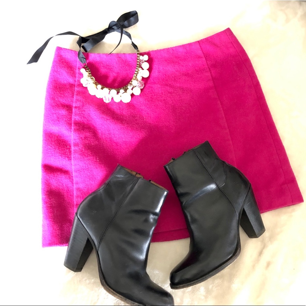 Wool blend magenta, hot pink mini skirt
